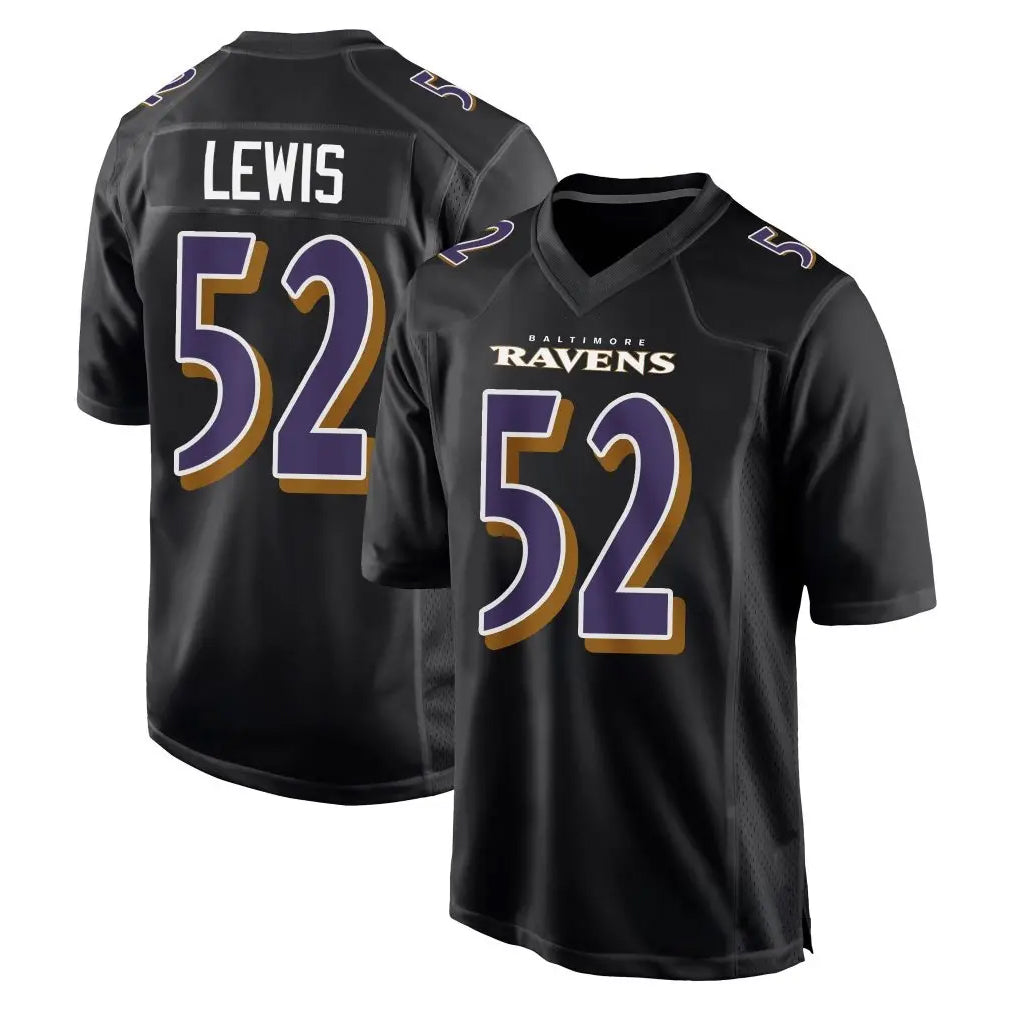 B.Ravens #52 Ray Lewis Player Black Carbon Fashion Home Edoa Stitched Jerseys
