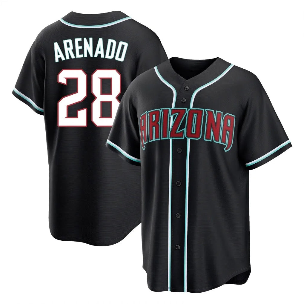 A.Diamondbacks #28 Nolan Arenado Player Black Home Game Edoa Stitched Jerseys