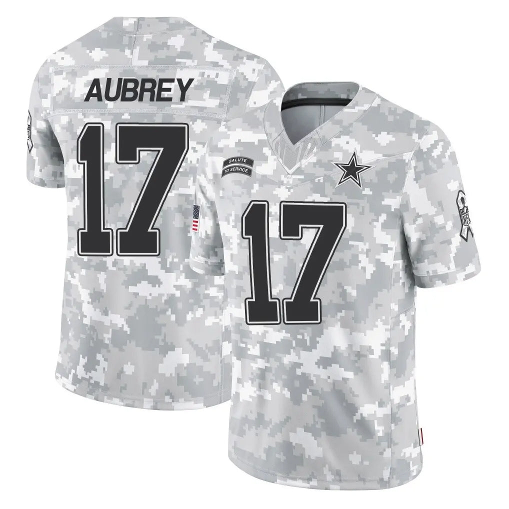 D.Cowboys #17 Brandon Aubrey Player Arctic Camo Salute to Service Limited Home Game Edoa Stitched Jerseys