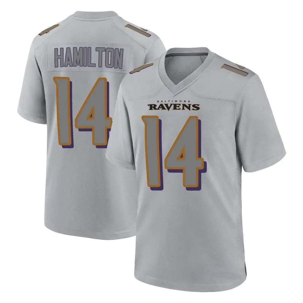 B.Ravens #14 Kyle Hamilton Player Gray Replica Limited Edoa Stitched Jerseys