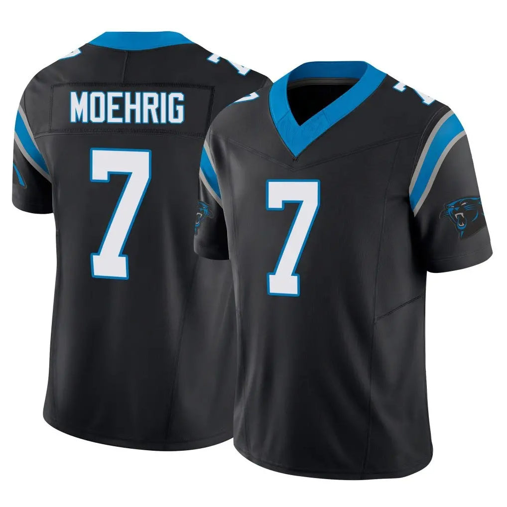 C.Panthers #7 Tre'von Moehrig Player Black Vapor F.U.S.E. Limited Home Game Edoa Stitched Jerseys
