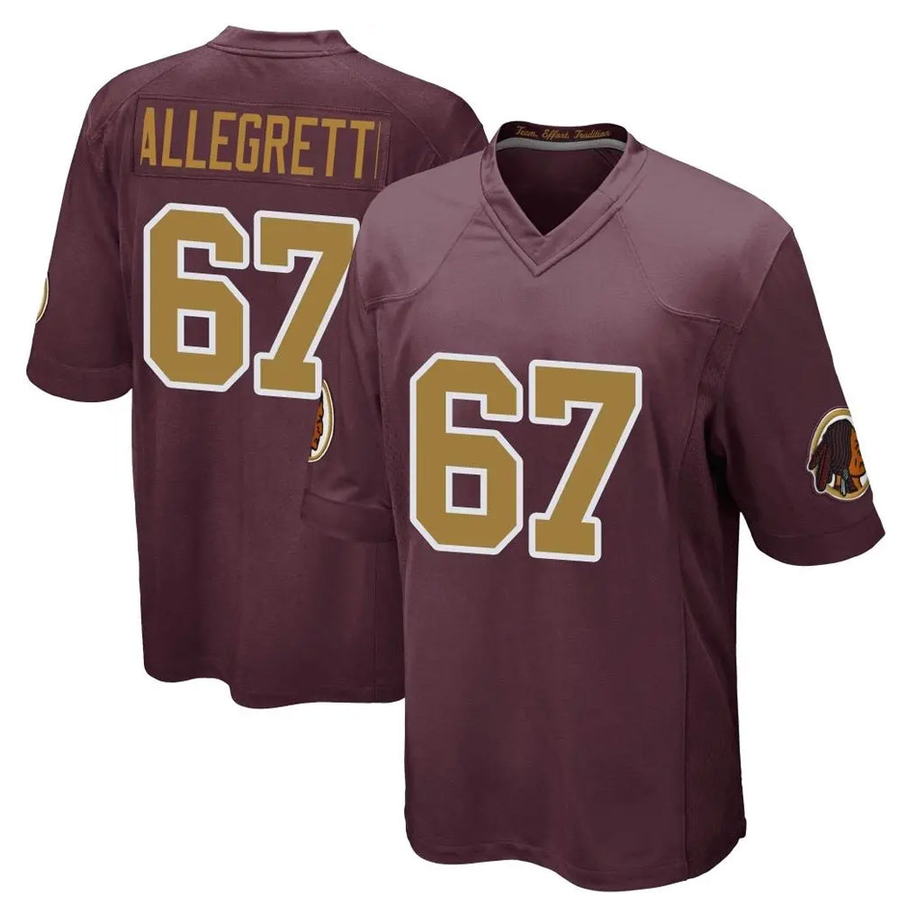 W.Commanders #67 Nick Allegretti Player Burgundy Alternate Home Game Edoa Stitched Jerseys