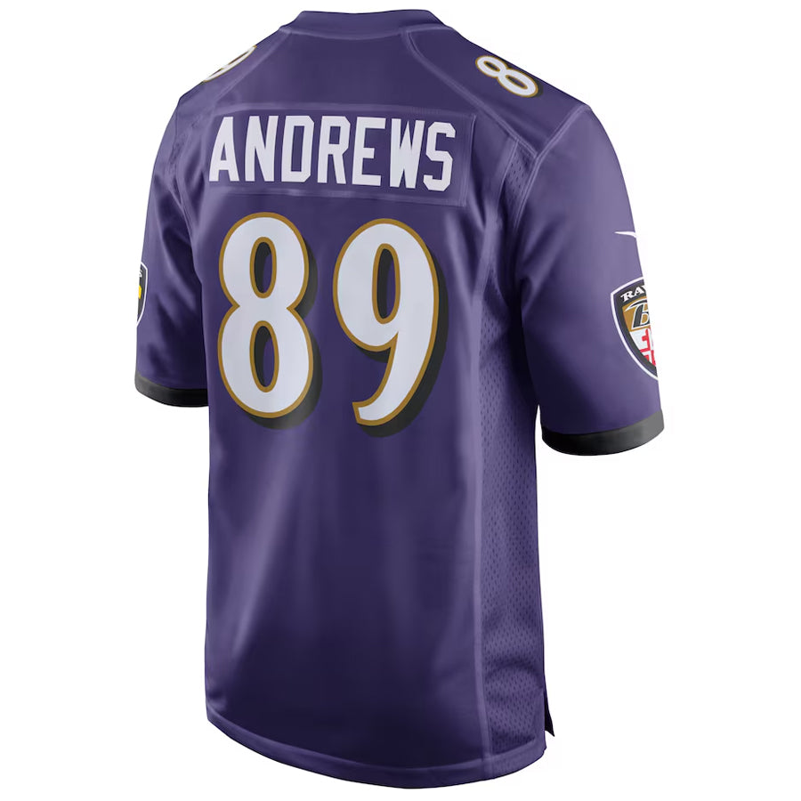 B.Ravens #89 Mark Andrews Player Purple Alternate Home Game Edoa Stitched Jerseys