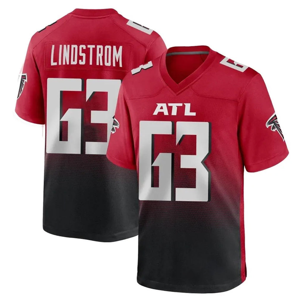 A.Falcons #63 Chris Lindstrom Player Red Home Game Edoa Stitched Jerseys