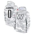 W.Commanders #0 Mike Sainristil Player Arctic Camo Limited Salute to Service Pullover Hoodies Game Edoa Stitched Jerseys