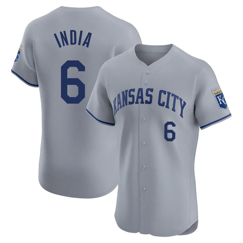 KC.Royals #6 Jonathan India Player Gray Limited Elite Home Edoa Stitched Jerseys