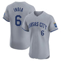 KC.Royals #6 Jonathan India Player Gray Limited Elite Home Edoa Stitched Jerseys