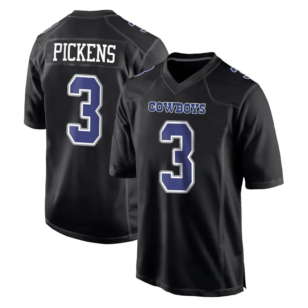 D.Cowboys #3 George Pickens Player Carbon Black Fashion Home Game Edoa Stitched Jerseys