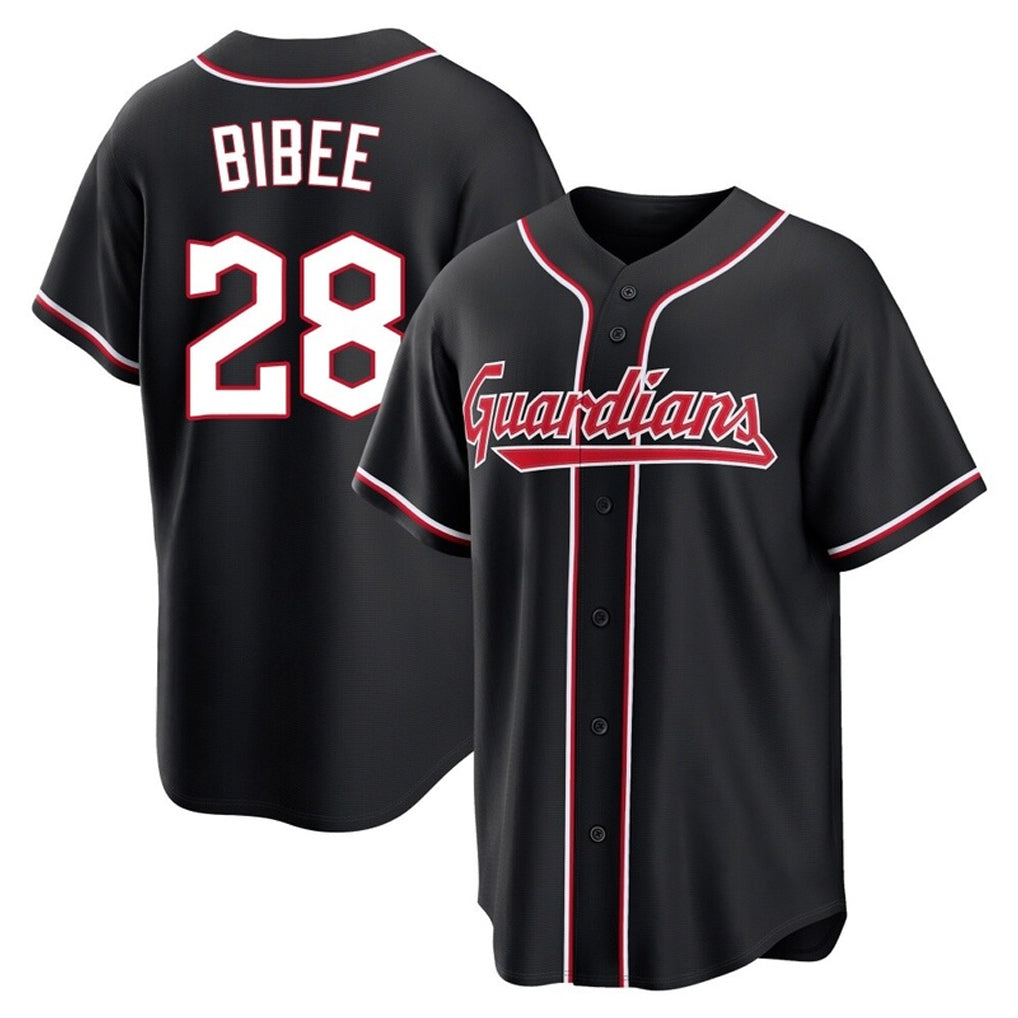 C.Guardians #28 Tanner Bibee Player Black Fashion Out Home Game Edoa Stitched Jerseys
