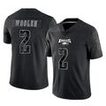 P.Eagles #2 Riq Woolen Player Black Reflective Limited Home Game Edoa Stitched Jerseys
