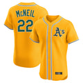 Athletics #22 Jeff McNeil Player Gold Limited Elite Home Game Edoa Stitched Jerseys