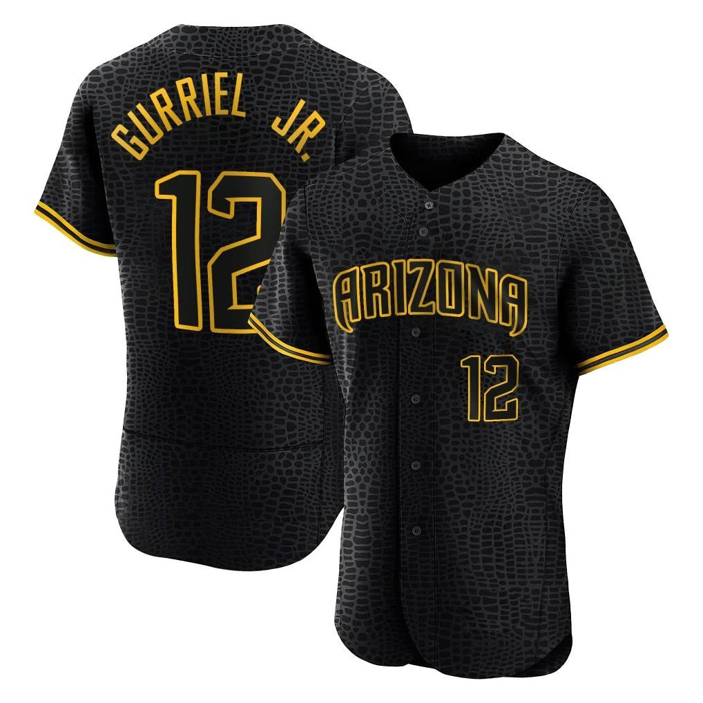 A.Diamondbacks #12 Lourdes Gurriel Jr Player Black Snake Skin City Limited Elite Home Game Edoa Stitched Jerseys