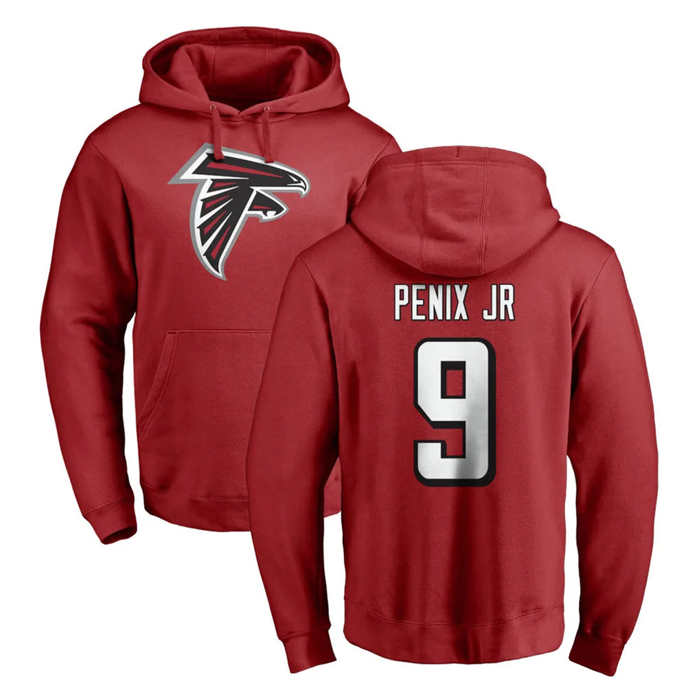 A.Falcons #9 Michael Penix Jr. Player Red Limited Hoodie Edoa Stitched Jerseys