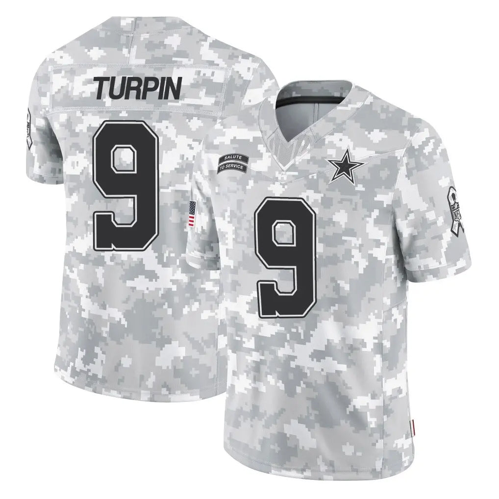 D.Cowboys #9 KaVontae Turpin Player Arctic Camo Salute to Service Limited Home Game Edoa Stitched Jerseys