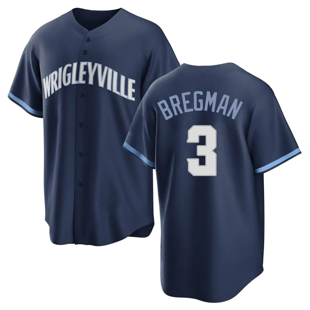 C.Cubs #3 Alex Bregman Player Navy City Connect Home Game Edoa Stitched Jerseys