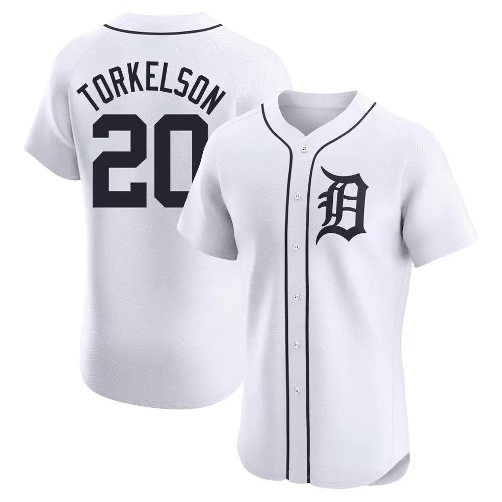 D.Tigers #20 Spencer Torkelson Player White Limited Elite Home Edoa Stitched Jerseys