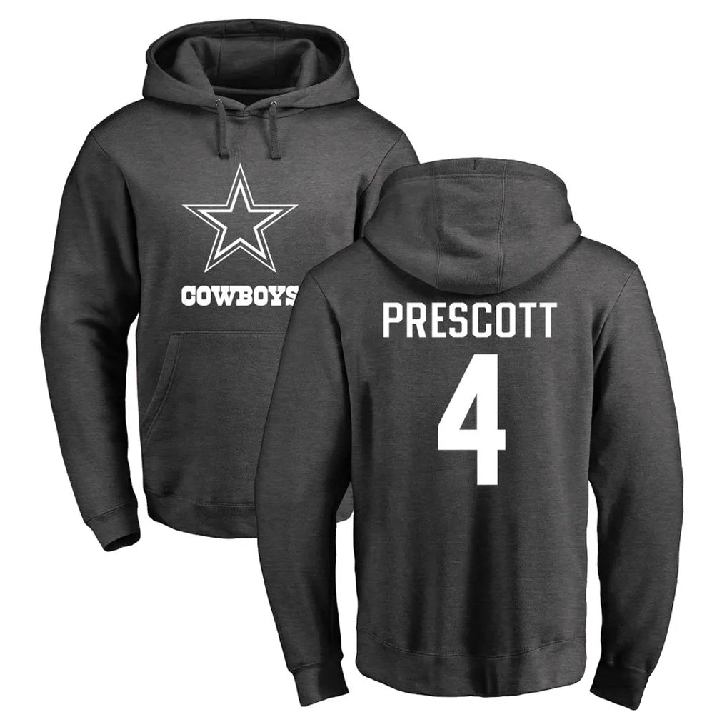 D.Cowboys #4 Dak Prescott Player Ash One Color Pullover Hoodie Limited Edoa Stitched Jerseys