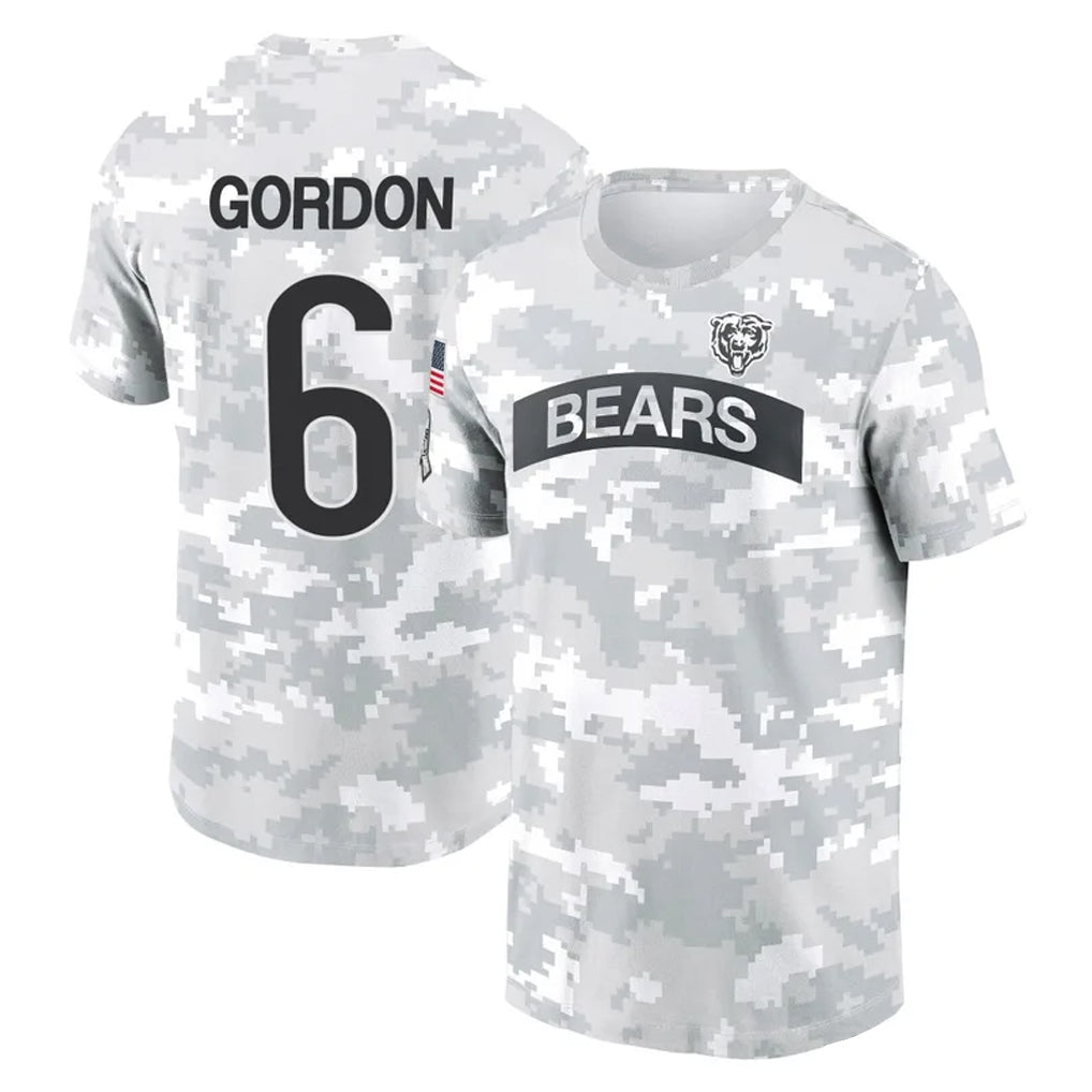 C.Bears #6 Kyler Gordon Player Arctic Camo Salute to Service Performance T-Shirt Limited Edoa Stitched Jerseys
