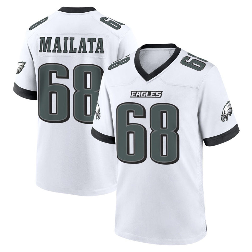 P.Eagles #68 Jordan Mailata Player White Game Home Edoa Stitched Jerseys