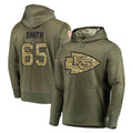 KC.Chiefs #65 Trey Smith Player Olive Salute to Service Pullover Hoodies Home Game Edoa Stitched Jerseys
