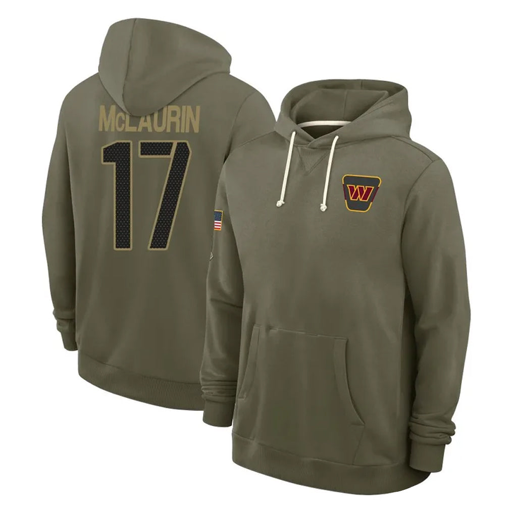 W.Commanders #17 Terry Mclaurin Player Olive Salute to Service Pullover Hoodies Limited Home Edoa Stitched Jerseys