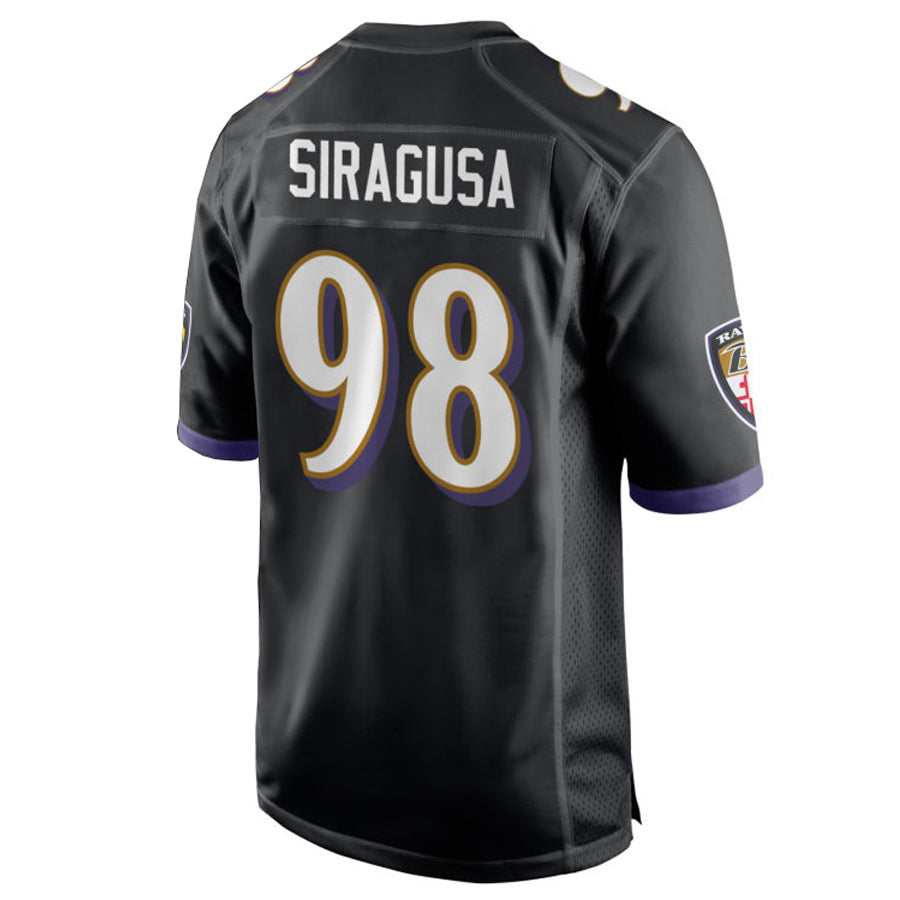 B.Ravens #98 Tony Siragusa Player Black Alternate Home Game Edoa Stitched Jerseys