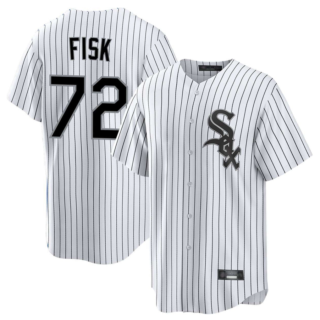 C.White Sox #72 Carlton Fisk Player White Stripe Home Game Edoa Stitched Jerseys