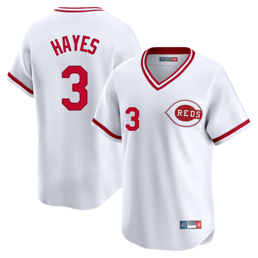 C.Reds #3 Ke'Bryan Hayes Player White Cooperstown Collection Limited T-shirt Home Edoa Stitched Jerseys