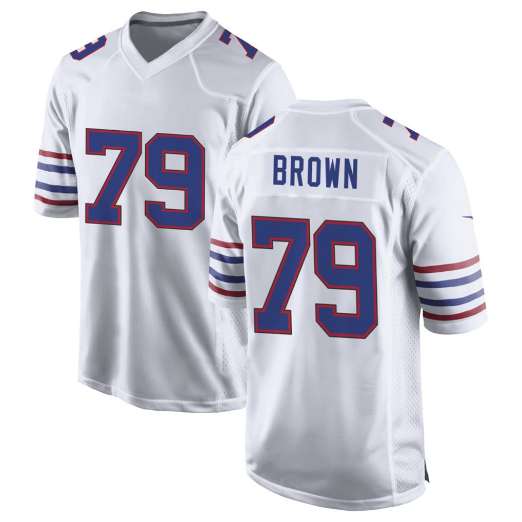 B.Bills #79 Spencer Brown Player White Alternate Game Edoa Stitched Jerseys