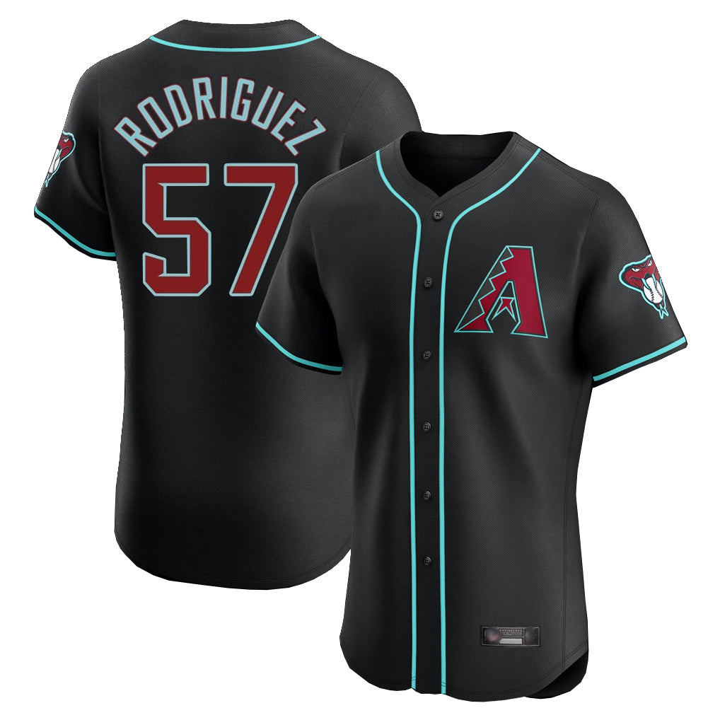 A.Diamondbacks #57 Eduardo Rodriguez Player Black Limited Elite Home Game Edoa Stitched Jerseys