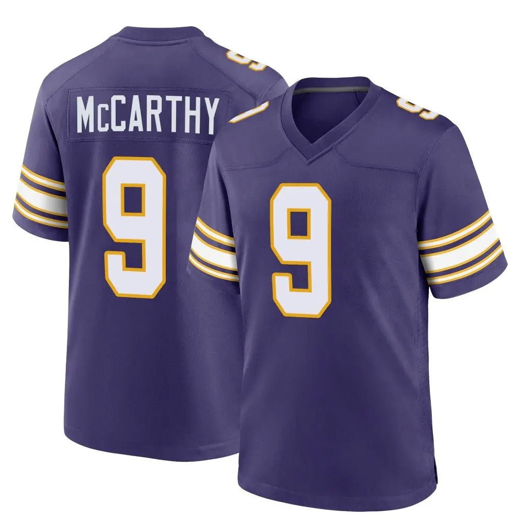 M.Vikings #9 J.J. McCarthy Player Purple Classic Home Game Edoa Stitched Jerseys