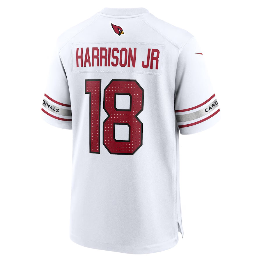 A.Cardinals #18 Marvin Harrison Jr. Player White Game Road Edoa Stitched Jerseys