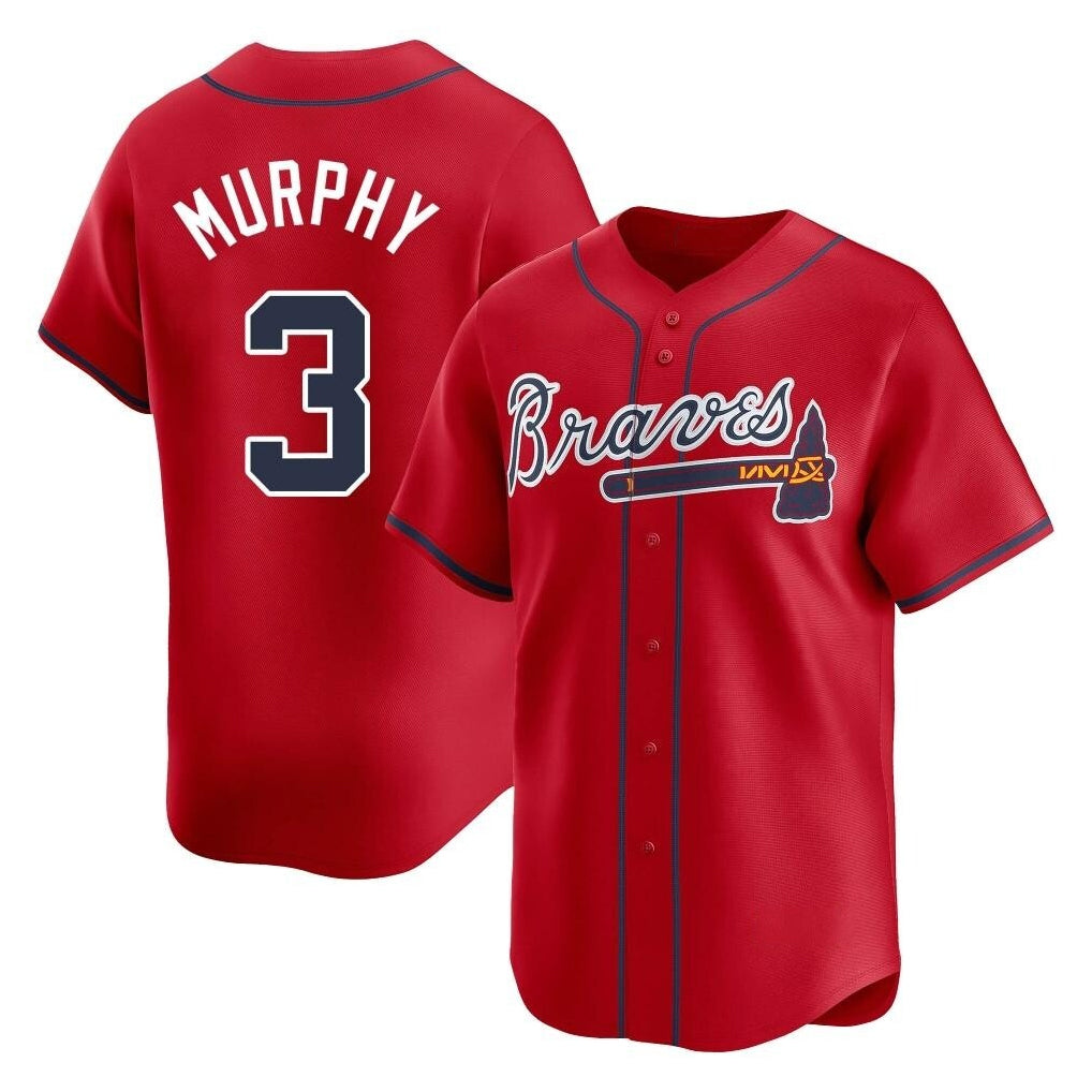 A.Braves #3 Dale Murphy Player Red Limited Home Game Edoa Stitched Jerseys