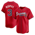 A.Braves #3 Dale Murphy Player Red Limited Home Game Edoa Stitched Jerseys