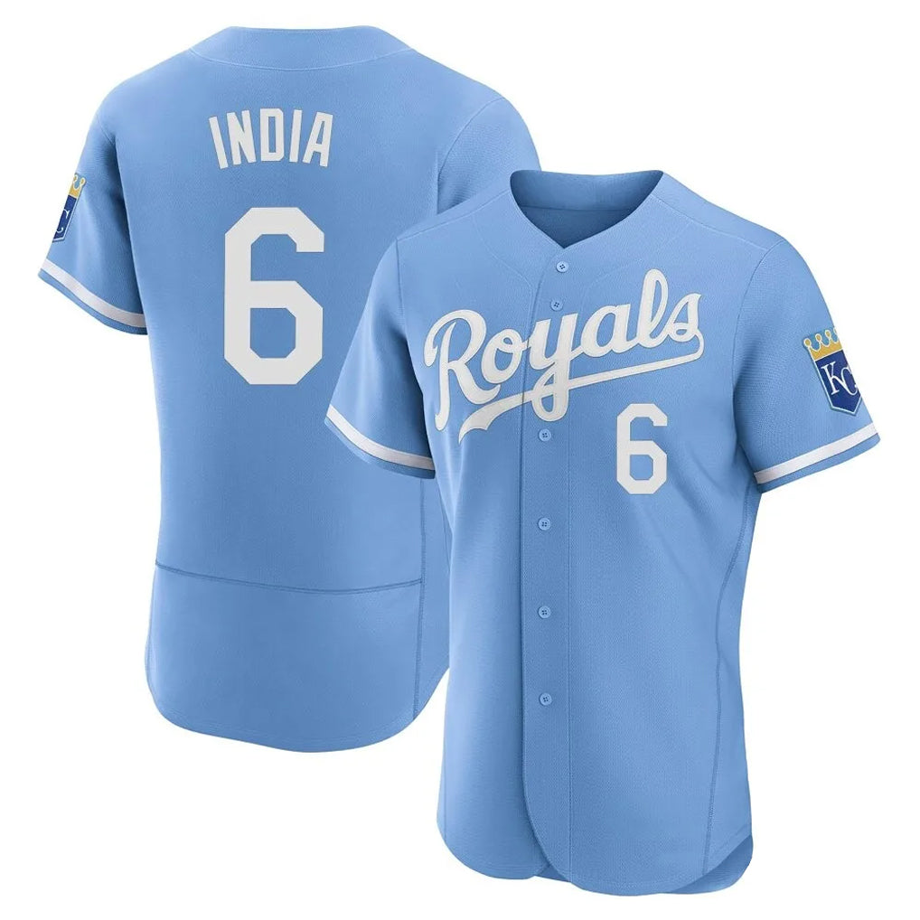 KC.Royals #6 Jonathan India Player Light Blue Alt Limited Elite Home Edoa Stitched Jerseys