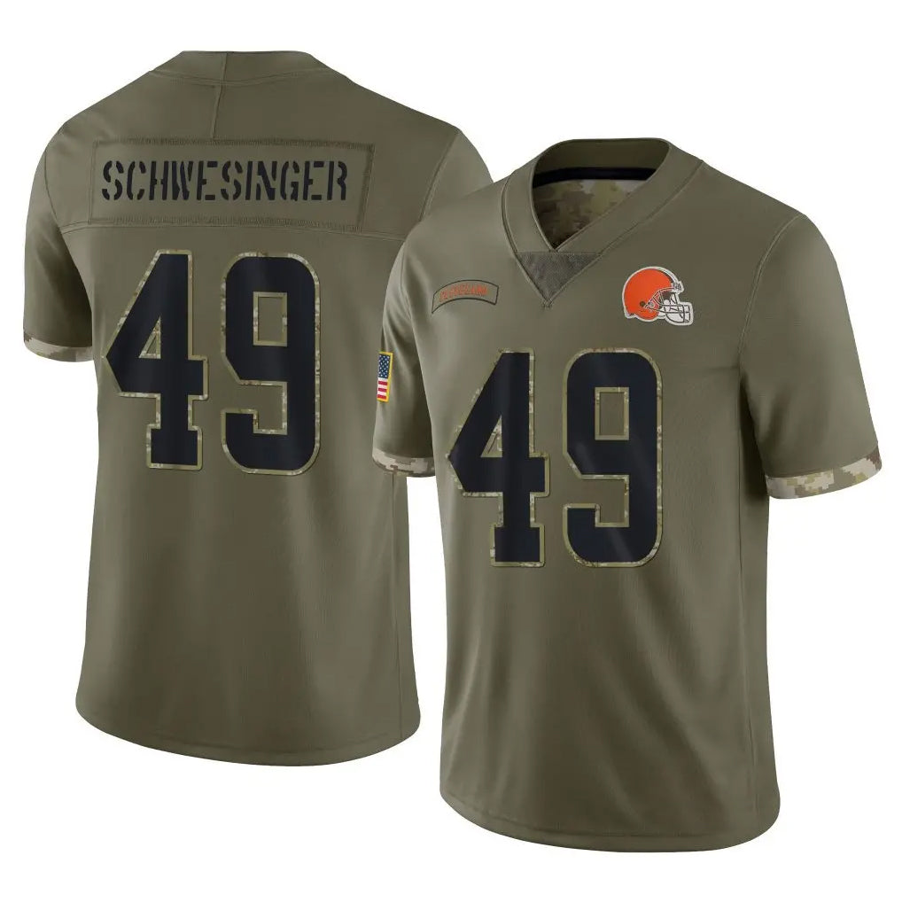 C.Browns #49 Carson Schwesinger Player Olive Salute to Service Limited Game Edoa Stitched Jerseys