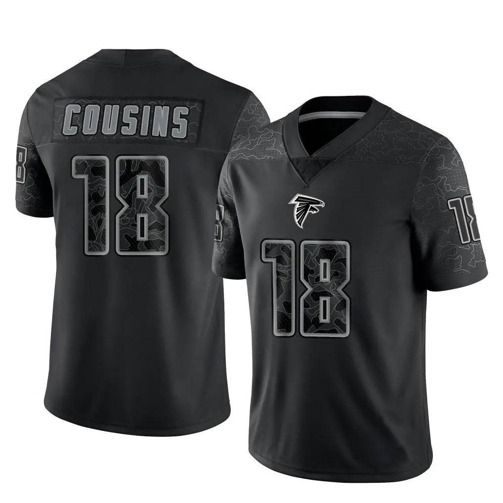 A.Falcons #18 Kirk Cousins Player Black RFLCTV Limited Edoa Stitched Jerseys