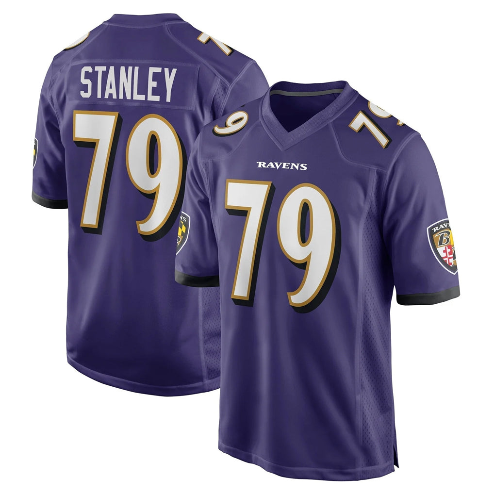 B.Ravens #79 Ronnie Stanley Player Purple Game Home Edoa Stitched Jerseys