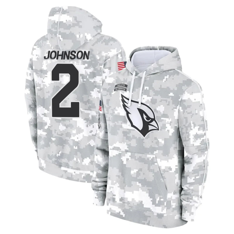 A.Cardinals #2 Will Johnson Player Camo Salute to Service Hoodies Edoa Stitched Jerseys