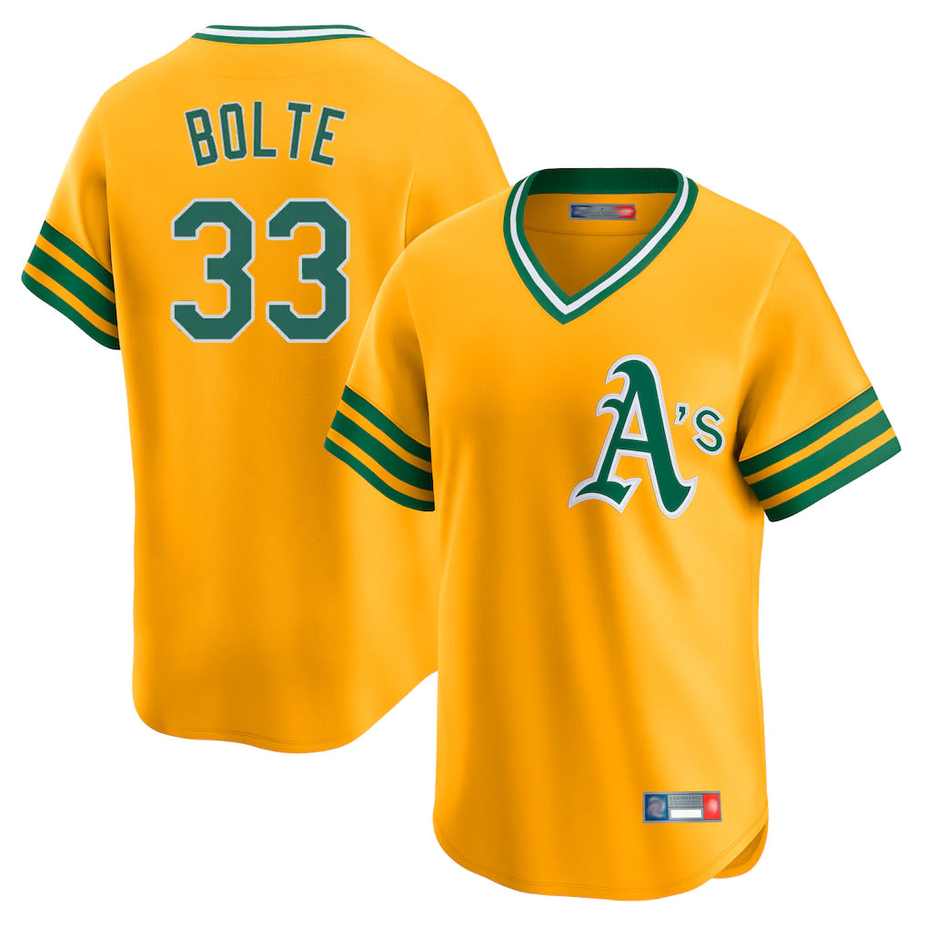 Athletics #33 Henry Bolte Player Gold Cooperstown Collection T-shirt Game Edoa Stitched Jerseys