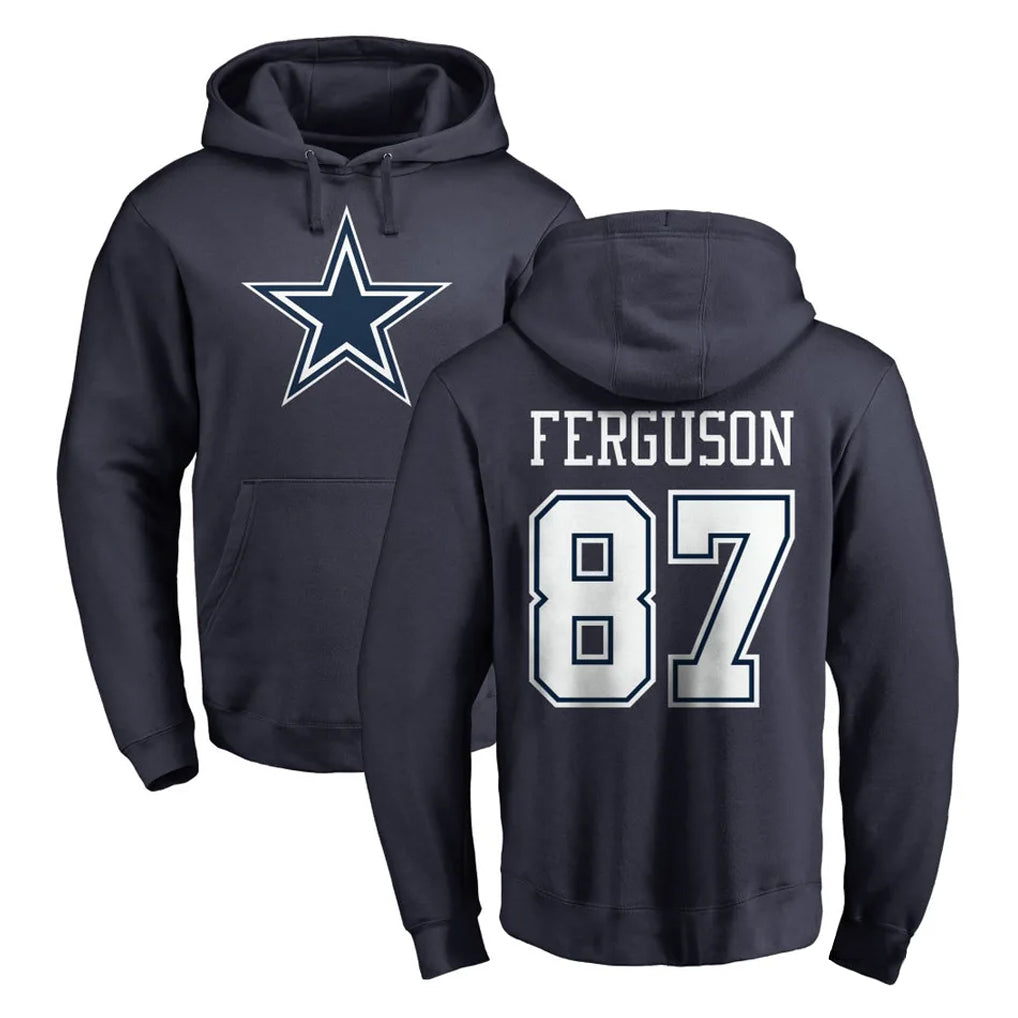 D.Cowboys #87 Jake Ferguson Player Navy Pullover Hoodies Limited Edoa Stitched Jerseys