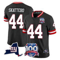 NY.Giants #44 Cam Skattebo Player Black 100th Season & State Patch Vapor Limited Home Game Edoa Stitched Jerseys