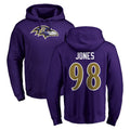 B.Ravens #98 Travis Jones Player Purple Salute to Service Pullover Hoodie Edoa Stitched Jerseys