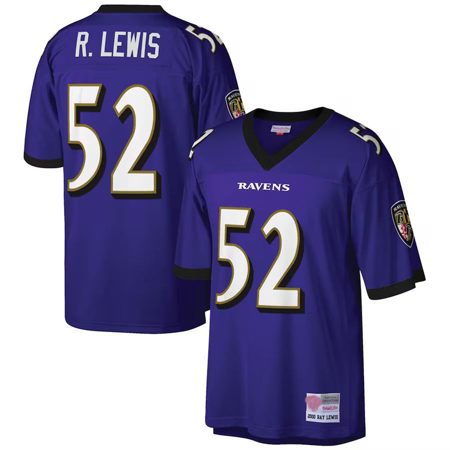 B.Ravens #52 Ray Lewis Player Purple Mitchell & Ness Big & Tall 2000 Retired Edoa Stitched Jerseys