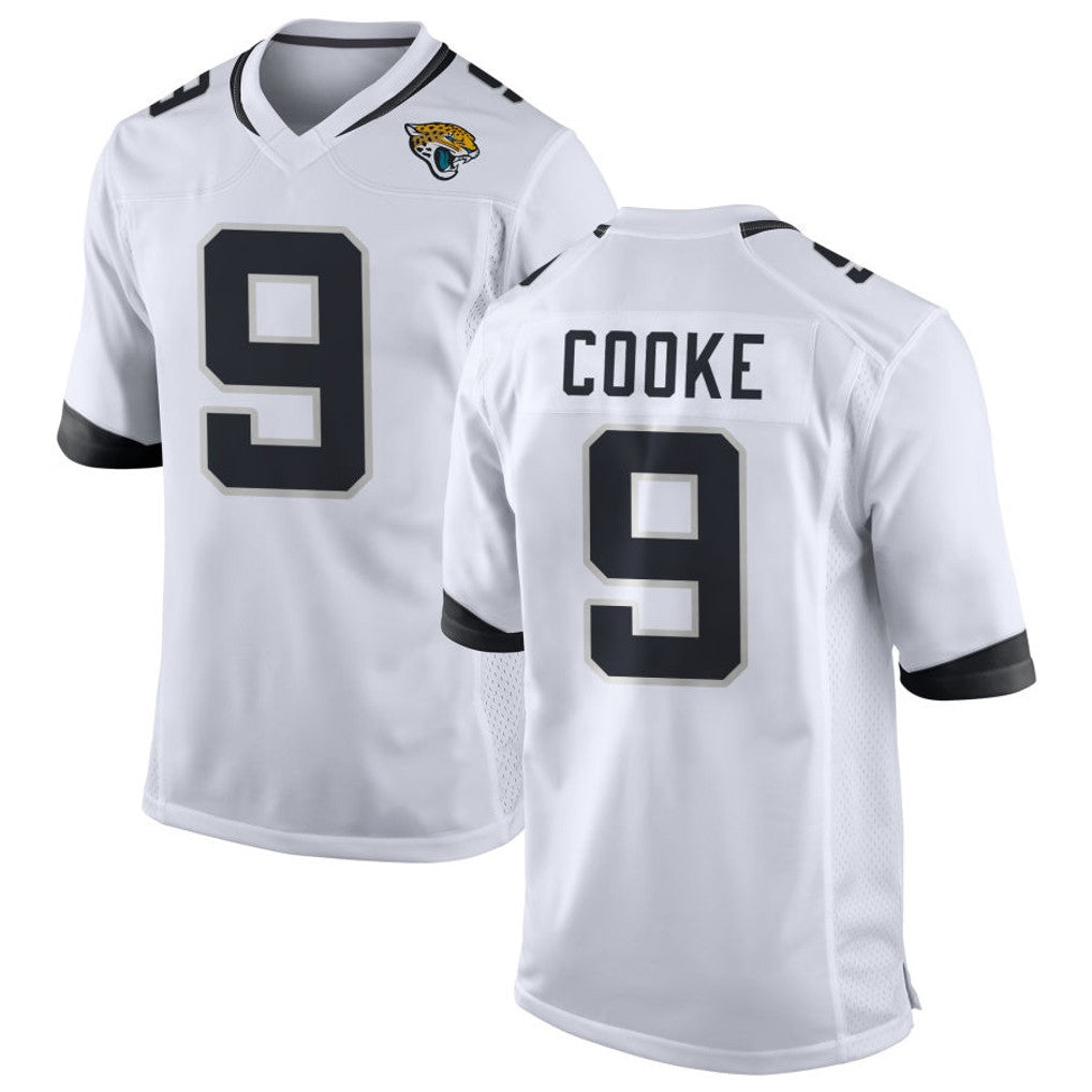 J.Jaguars #9 Logan Cooke Player White Home Game Edoa Stitched Jerseys