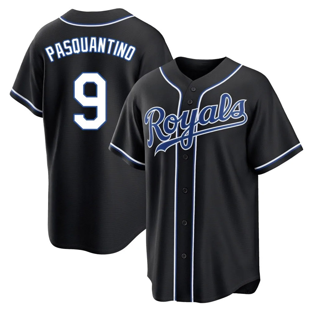 KC.Royals #9 Vinnie Pasquantino Player Black Carbon Fashion Home Game Edoa Stitched Jerseys