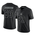 NO.Saints #83 Juwan Johnson Player Black Limited Reflective Home Game Edoa Stitched Jerseys