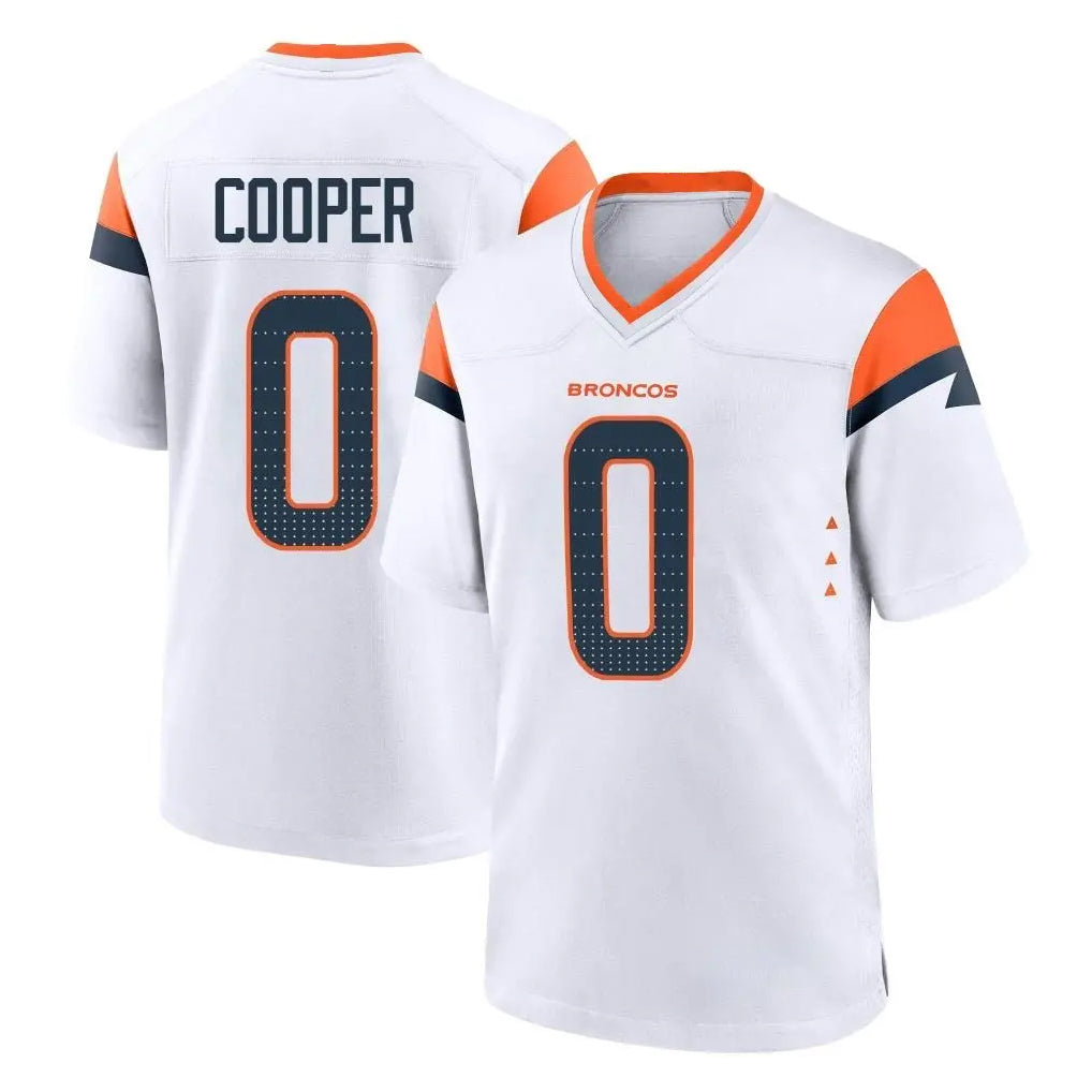 D.Broncos #0 Jonathon Cooper Player White Home Game Edoa Stitched Jerseys