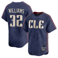 C.Guardians #32 Gavin Williams Player Navy City Connect Limited Home Edoa Stitched Jerseys