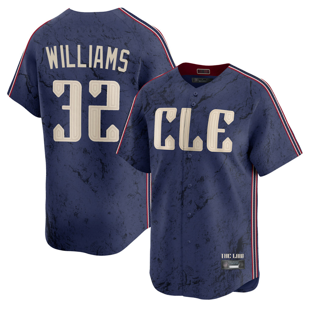 C.Guardians #32 Gavin Williams Player Navy City Connect Limited Home Edoa Stitched Jerseys